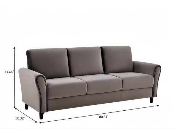 English Elm Patricia Mid-Century Three Seater Sofa with Plush Upholstery and Solid Wood Legs Gray B2735P539767