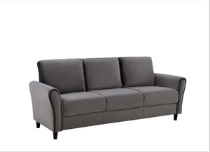 English Elm Patricia Mid-Century Three Seater Sofa with Plush Upholstery and Solid Wood Legs Gray B2735P539767
