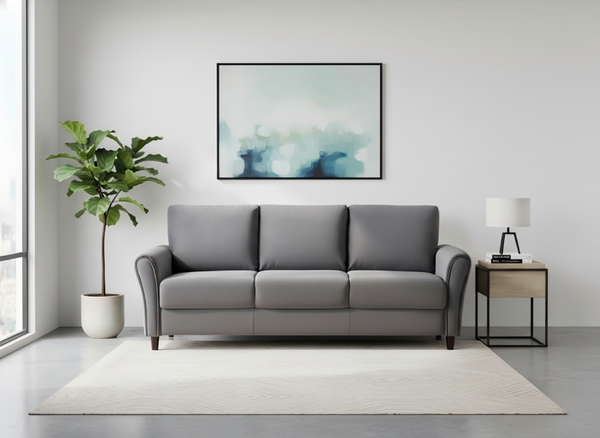 English Elm Patricia Mid-Century Three Seater Sofa with Plush Upholstery and Solid Wood Legs Gray B2735P539767