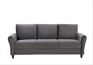 English Elm Patricia Mid-Century Three Seater Sofa with Plush Upholstery and Solid Wood Legs Gray B2735P539767