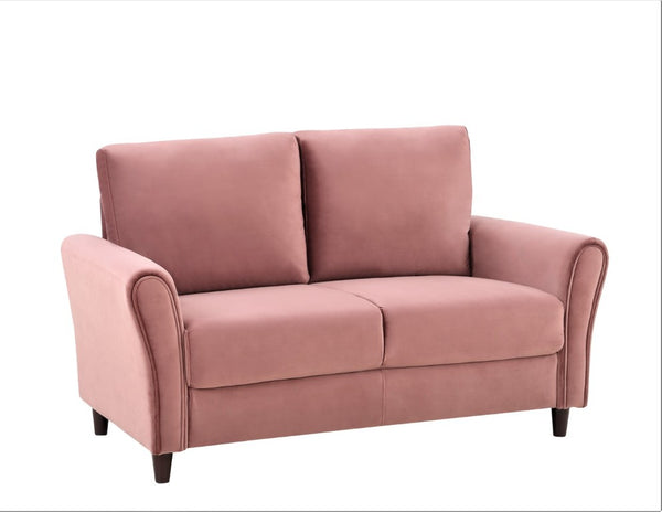 English Elm Patricia Mid-Century Modern Loveseat with Plush Upholstery and Solid Wood Legs Rose B2735P539768