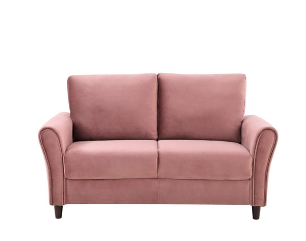 English Elm Patricia Mid-Century Modern Loveseat with Plush Upholstery and Solid Wood Legs Rose B2735P539768