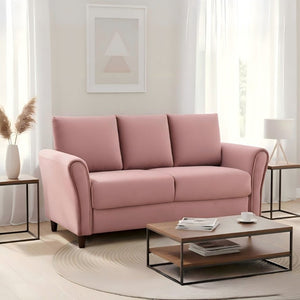 English Elm Patricia Mid-Century Three-Seat Sofa Plush Upholstered Wood Leg Living Room Couch Rose B2735P539769