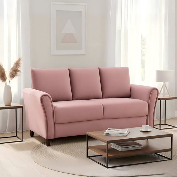 English Elm Patricia Mid-Century Three-Seat Sofa Plush Upholstered Wood Leg Living Room Couch Rose B2735P539769