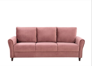 English Elm Patricia Mid-Century Three-Seat Sofa Plush Upholstered Wood Leg Living Room Couch Rose B2735P539769