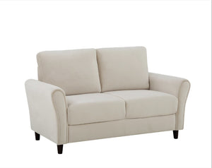 English Elm Patricia Mid-Century Modern Loveseat with Plush Upholstery and Solid Wood Legs Ivory B2735P539770