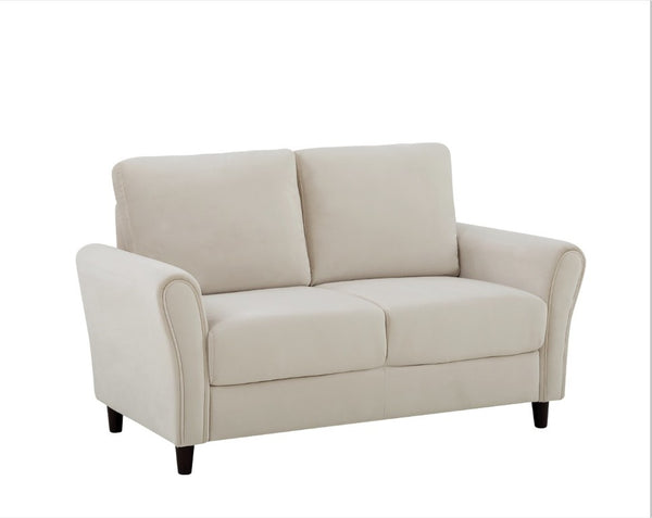 English Elm Patricia Mid-Century Modern Loveseat with Plush Upholstery and Solid Wood Legs Ivory B2735P539770