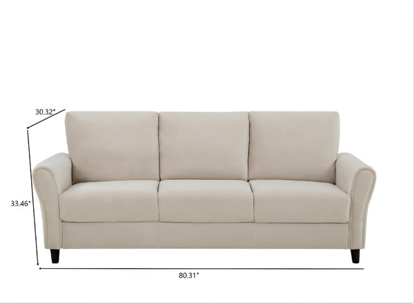 English Elm Patricia Mid-Century Three-Seat Sofa Plush Upholstered Wood Leg Living Room Couch Ivory B2735P539771