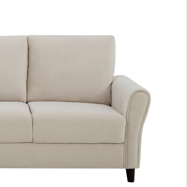 English Elm Patricia Mid-Century Three-Seat Sofa Plush Upholstered Wood Leg Living Room Couch Ivory B2735P539771