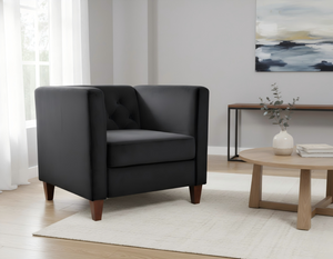 English Elm Modern Crushed Velvet Accent Chair Tufted Back Square Arms Tapered Legs Lounge Black B2735P539780
