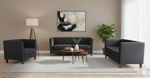 English Elm Modern Crushed Velvet Accent Chair Tufted Back Square Arms Tapered Legs Lounge Black B2735P539780