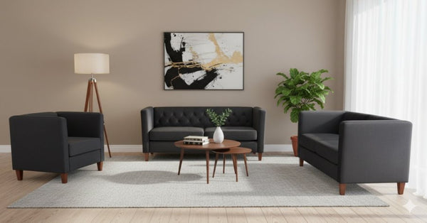 English Elm Modern Crushed Velvet Accent Chair Tufted Back Square Arms Tapered Legs Lounge Black B2735P539780