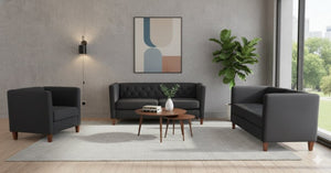 English Elm Modern Crushed Velvet Accent Chair Tufted Back Square Arms Tapered Legs Lounge Black B2735P539780