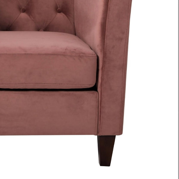 English Elm Modern Crushed Velvet Accent Chair Tufted Back Square Arms Tapered Legs Lounge Rose B2735P539784