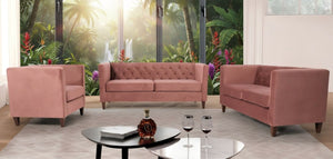 English Elm Modern Crushed Velvet Accent Chair Tufted Back Square Arms Tapered Legs Lounge Rose B2735P539784