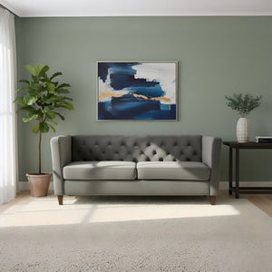 English Elm Button Tufted Crushed Velvet Three Seat Sofa with Tapered Wood Legs for Living Room Gray B2735P539795