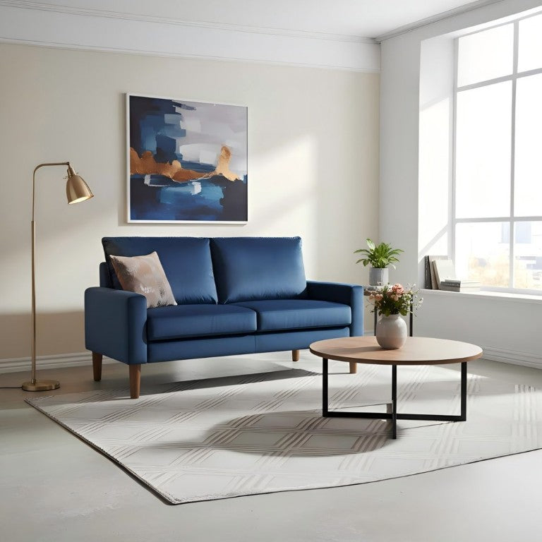 English Elm Modern Velvet Compact Loveseat with Coil Spring Support and Wood Legs for Apartments Dark Blue B2735P539852