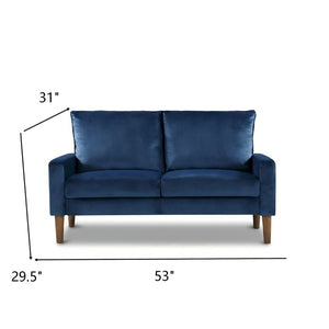 English Elm Modern Velvet Compact Loveseat with Coil Spring Support and Wood Legs for Apartments Dark Blue B2735P539852