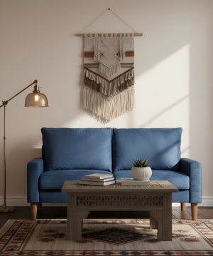 English Elm Modern Velvet Compact Loveseat with Coil Spring Support and Wood Legs for Apartments Dark Blue B2735P539852