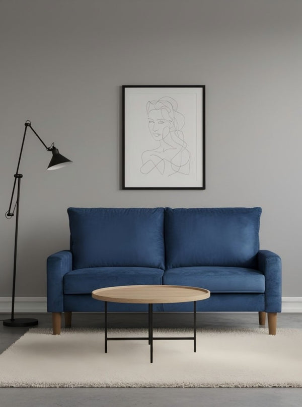 English Elm Modern Velvet Compact Loveseat with Coil Spring Support and Wood Legs for Apartments Dark Blue B2735P539852