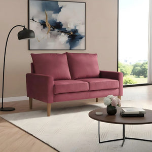 English Elm Modern Velvet Compact Loveseat with Coil Spring Support and Wood Legs for Apartments Burgundy B2735P539853