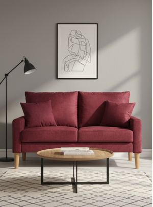 English Elm Modern Velvet Compact Loveseat with Coil Spring Support and Wood Legs for Apartments Burgundy B2735P539853
