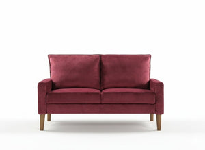 English Elm Modern Velvet Compact Loveseat with Coil Spring Support and Wood Legs for Apartments Burgundy B2735P539853