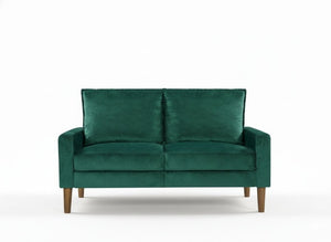 English Elm Modern Velvet Compact Loveseat with Coil Spring Support and Wood Legs for Apartments Green B2735P539854
