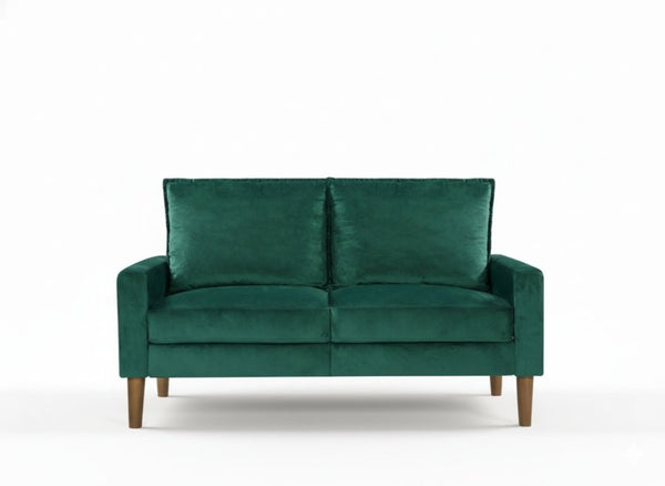 English Elm Modern Velvet Compact Loveseat with Coil Spring Support and Wood Legs for Apartments Green B2735P539854