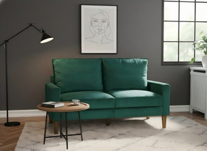 English Elm Modern Velvet Compact Loveseat with Coil Spring Support and Wood Legs for Apartments Green B2735P539854