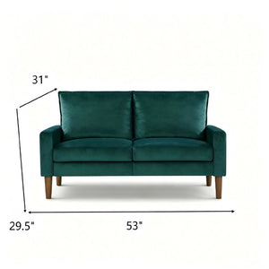 English Elm Modern Velvet Compact Loveseat with Coil Spring Support and Wood Legs for Apartments Green B2735P539854