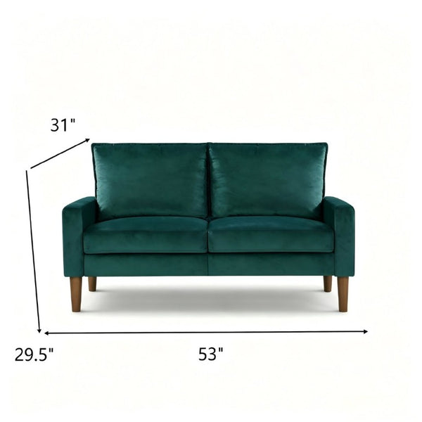 English Elm Modern Velvet Compact Loveseat with Coil Spring Support and Wood Legs for Apartments Green B2735P539854