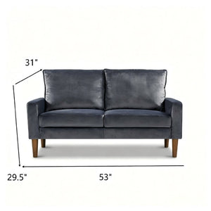 English Elm Modern Velvet Compact Loveseat with Coil Spring Support and Wood Legs for Apartments Grey B2735P539855