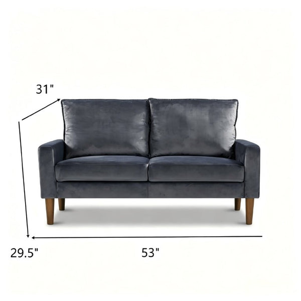 English Elm Modern Velvet Compact Loveseat with Coil Spring Support and Wood Legs for Apartments Grey B2735P539855