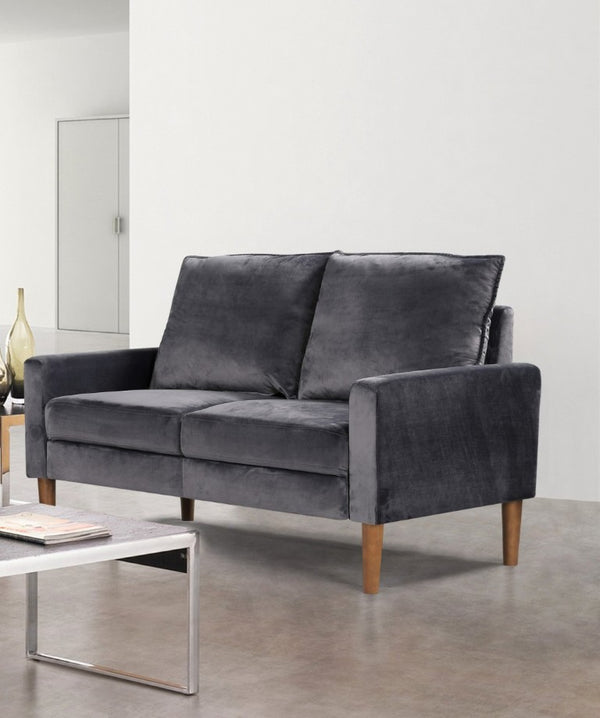 English Elm Modern Velvet Compact Loveseat with Coil Spring Support and Wood Legs for Apartments Grey B2735P539855