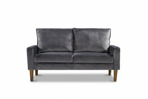 English Elm Modern Velvet Compact Loveseat with Coil Spring Support and Wood Legs for Apartments Grey B2735P539855