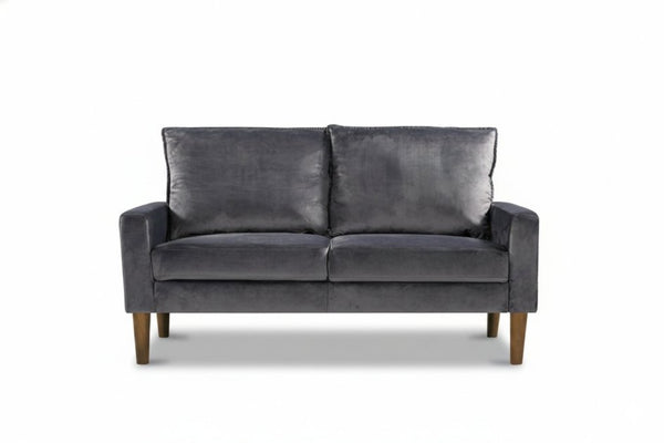 English Elm Modern Velvet Compact Loveseat with Coil Spring Support and Wood Legs for Apartments Grey B2735P539855