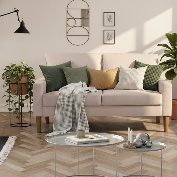 English Elm Modern Velvet Compact Loveseat with Coil Spring Support and Wood Legs for Apartments Ivory B2735P539856