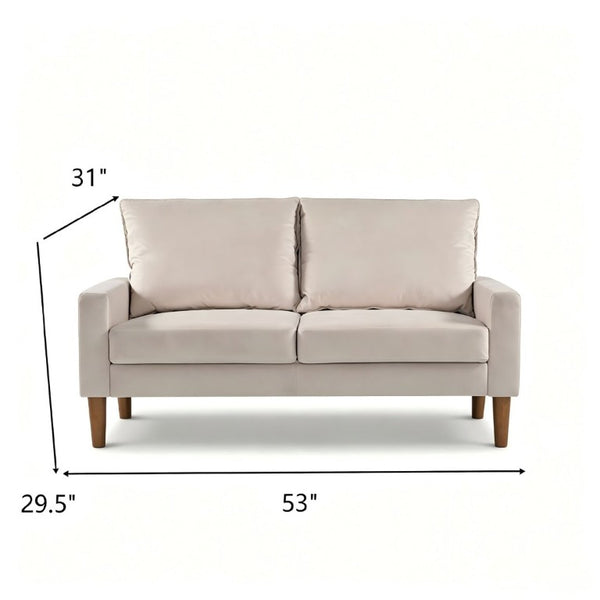 English Elm Modern Velvet Compact Loveseat with Coil Spring Support and Wood Legs for Apartments Ivory B2735P539856
