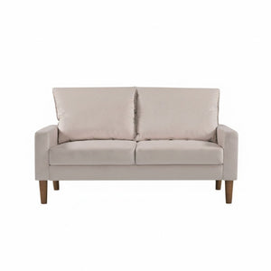 English Elm Modern Velvet Compact Loveseat with Coil Spring Support and Wood Legs for Apartments Ivory B2735P539856