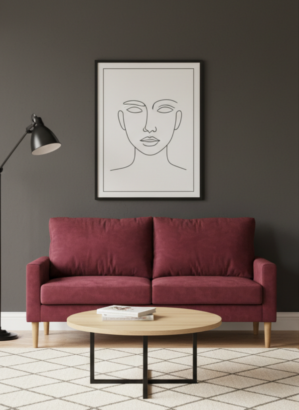 English Elm Modern Velvet Three Seat Sofa with Wood Legs Coil Spring Support for Living Rooms Burgundy B2735P539858