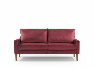 English Elm Modern Velvet Three Seat Sofa with Wood Legs Coil Spring Support for Living Rooms Burgundy B2735P539858