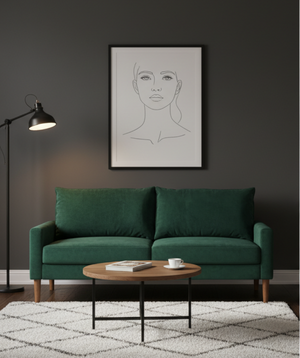 English Elm Modern Velvet Three Seat Sofa with Wood Legs Coil Spring Support for Living Rooms Green B2735P539859
