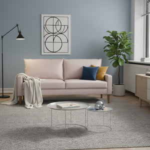 English Elm Modern Velvet Three Seat Sofa with Wood Legs Coil Spring Support for Living Rooms Ivory B2735P539861