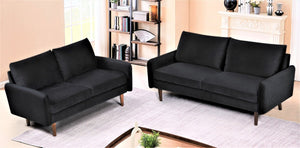 English Elm Kent Velvet Sofa Plush Cushioned Seating with Tapered Wood Legs for Modern Living B2735P542641