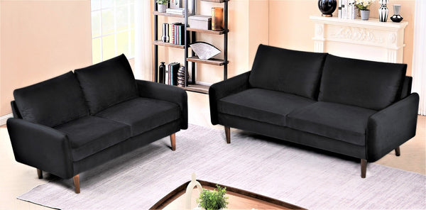 English Elm Kent Velvet Sofa Plush Cushioned Seating with Tapered Wood Legs for Modern Living B2735P542641