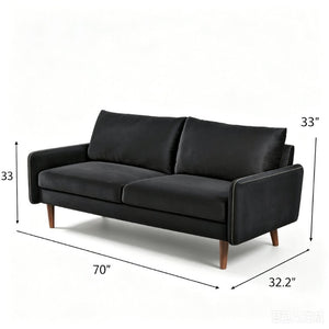 English Elm Kent Velvet Sofa Plush Cushioned Seating with Tapered Wood Legs for Modern Living B2735P542641
