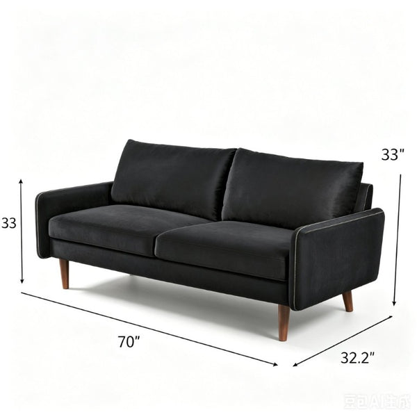English Elm Kent Velvet Sofa Plush Cushioned Seating with Tapered Wood Legs for Modern Living B2735P542641