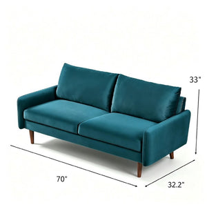 English Elm Kent Velvet Sofa Plush Cushioned Seating with Tapered Wood Legs for Living Room B2735P542642