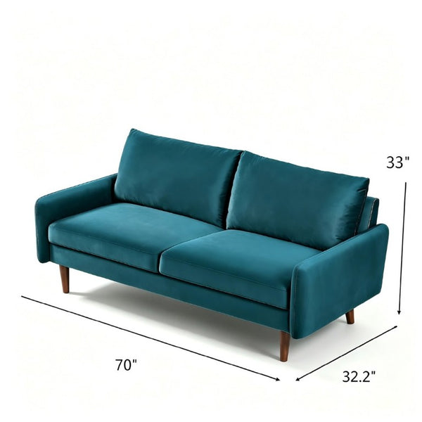 English Elm Kent Velvet Sofa Plush Cushioned Seating with Tapered Wood Legs for Living Room B2735P542642